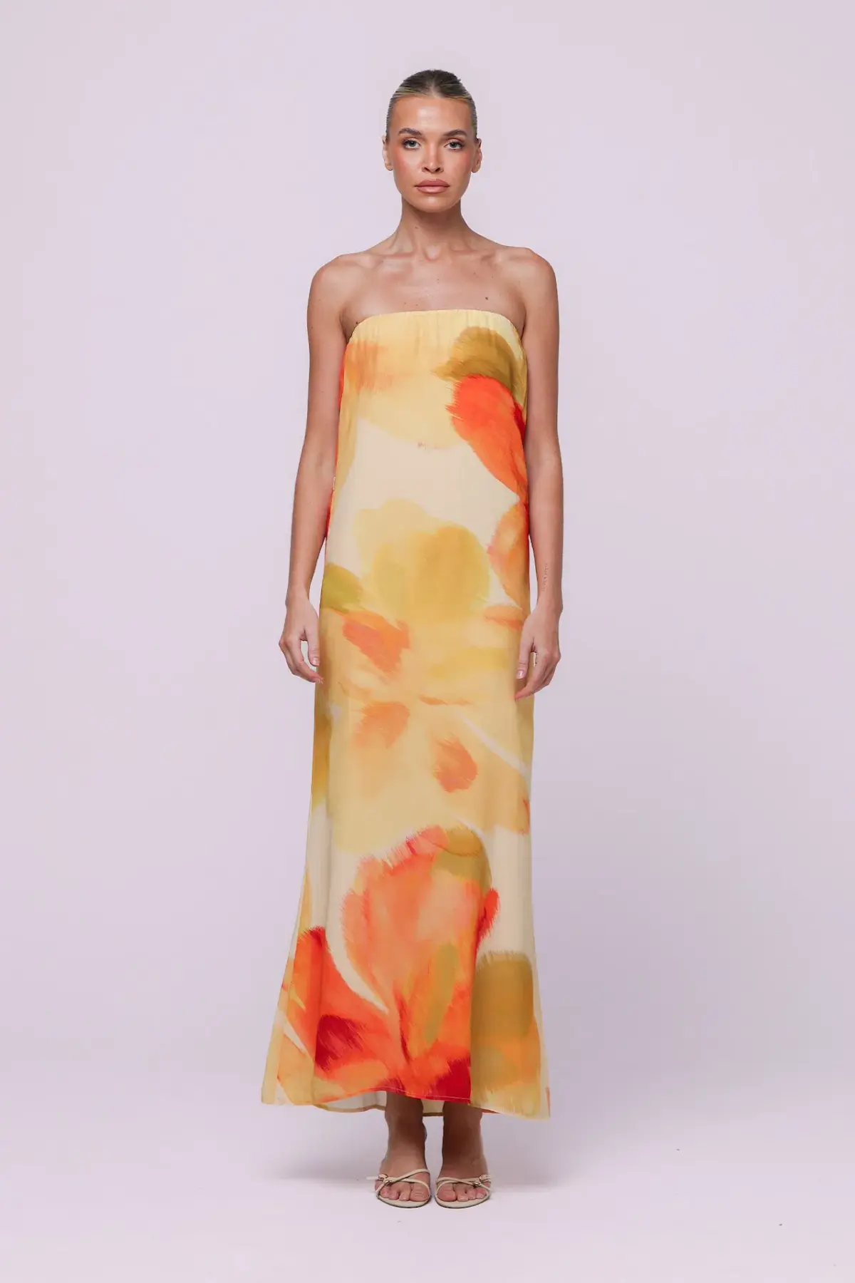 Isabelle Quinn Abbie Strapless Maxi Dress Marigold Size 10 - Image 1