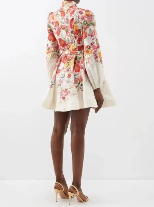 Zimmermann Wonderland Buttoned Mini Dress Floral Size 2 / AU 12 - Image 3