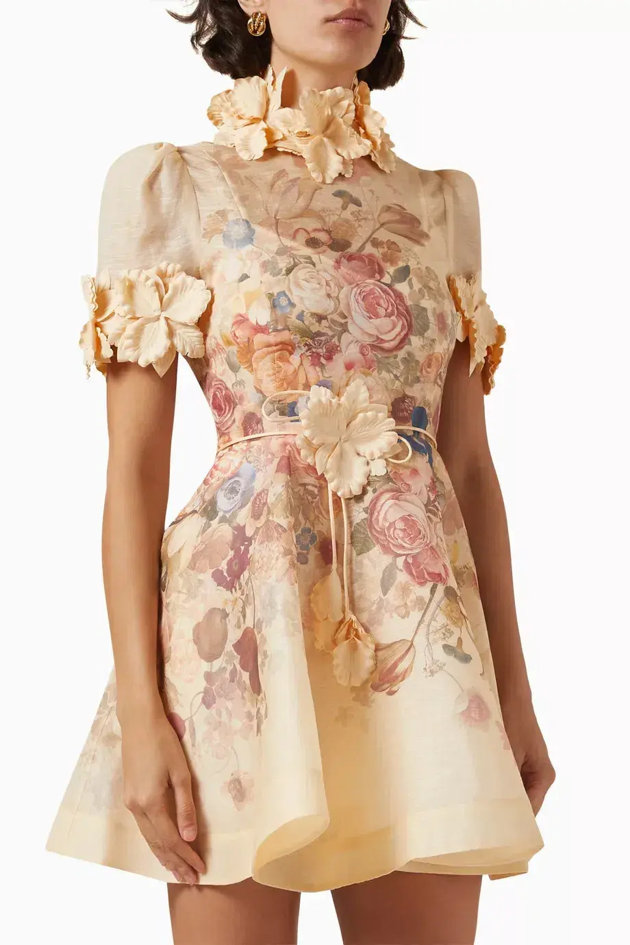 Zimmermann Luminosity Lift Off Flower Mini Dress Morisot Cream Floral Print Size 2 / AU 12 - Image 2
