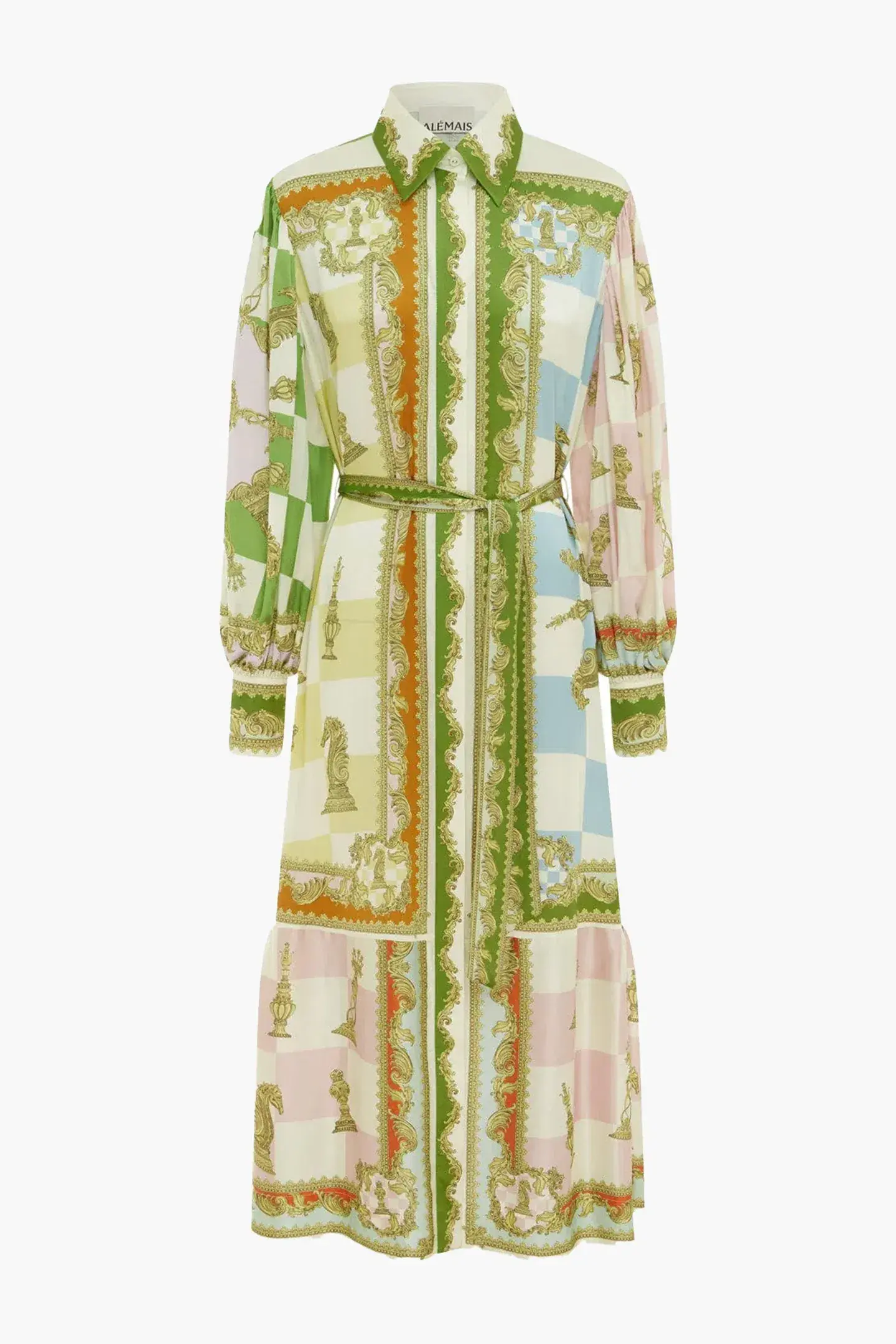 Alemais Checkmate Silk Midi Shirtdress Multi Size 14 - Image 6