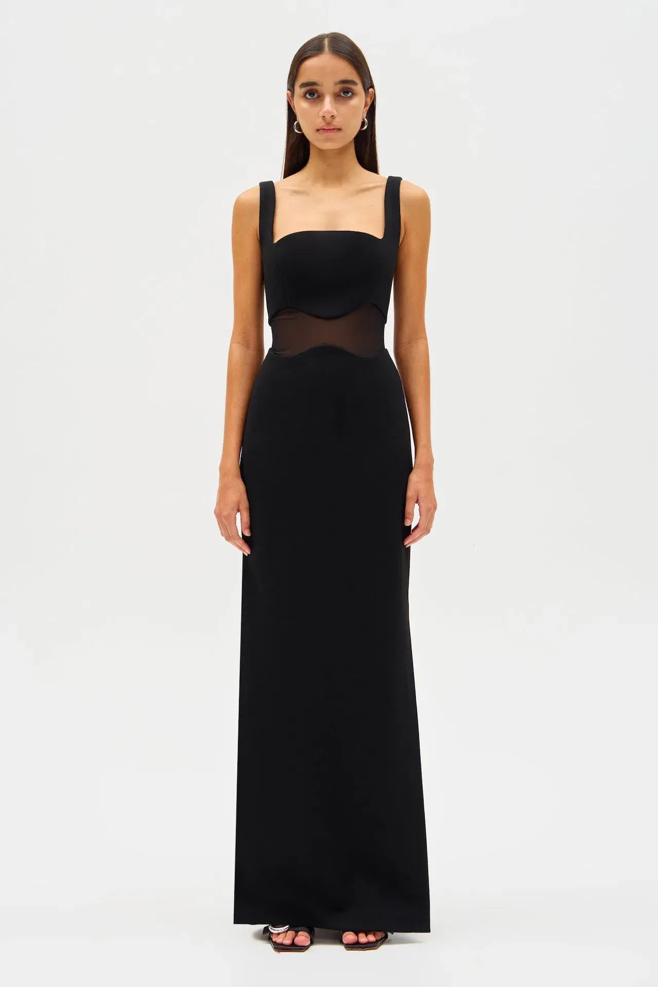 Misha Damita Crepe & Mesh Maxi Dress Black Size 10/M - Image 1