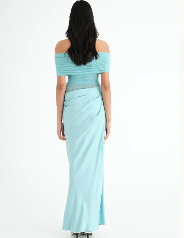 BENNI Nico Off Shoulder Maxi Dress Aquamarine Size 6 - Image 2