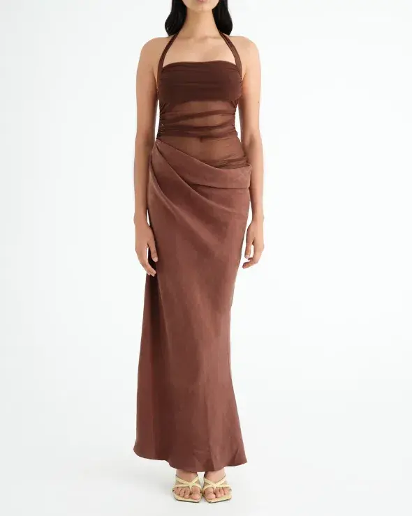BENNI Gina Maxi Dress Brown Size 6 - Image 4