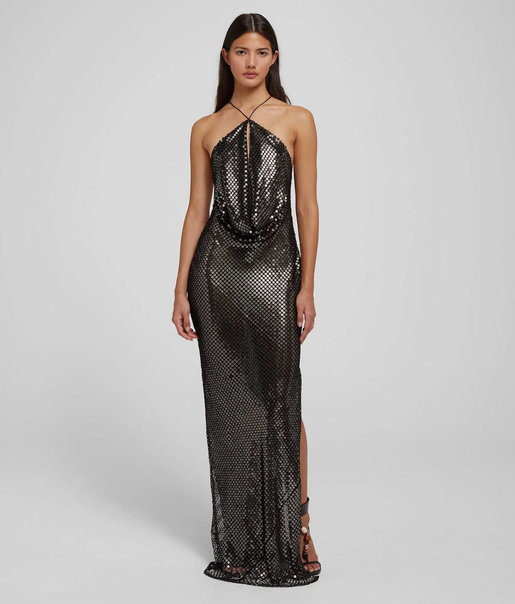 Rat & Boa Solar Maxi Dress Gown in Black with Sequin Size S / AU 8 - Image 1
