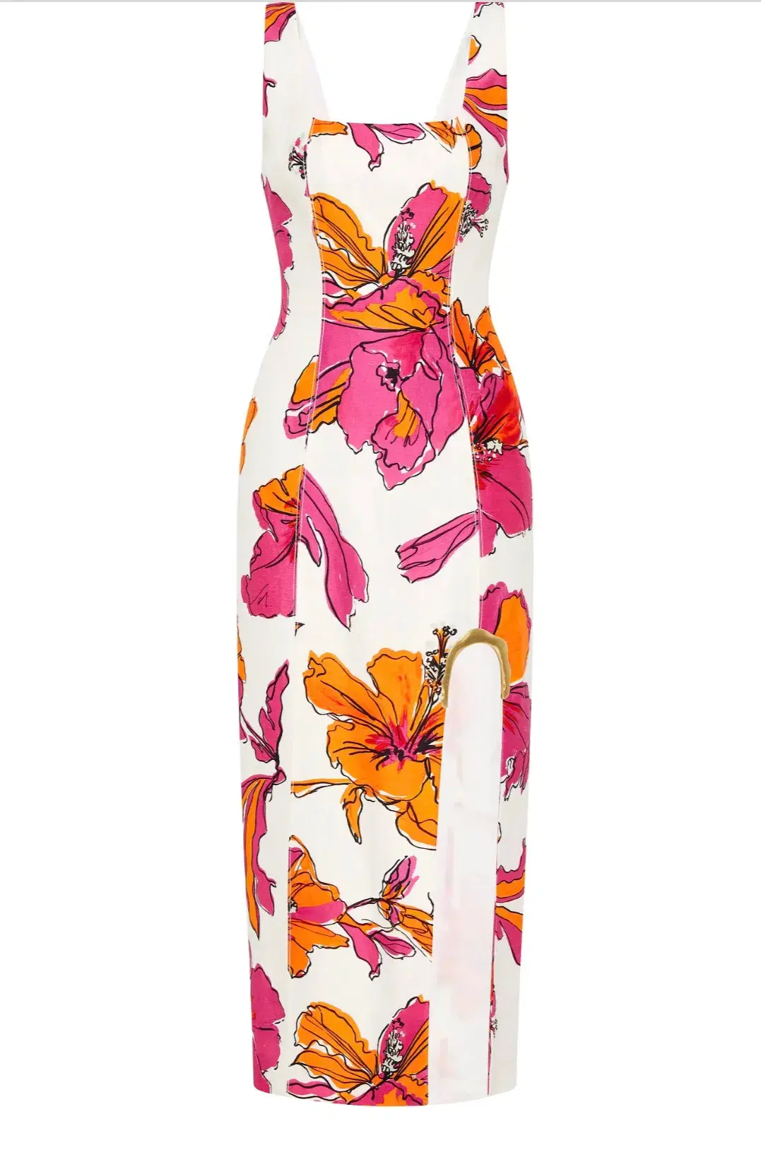 Aje Flourish Midi Dress Vivid Hibiscus Size 6 - Image 7