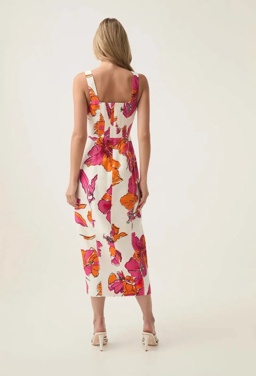 Aje Flourish Midi Dress Vivid Hibiscus Size 6 - Image 3
