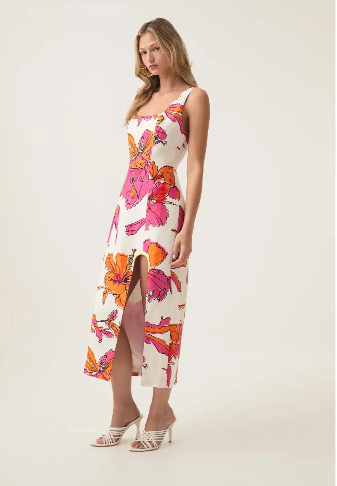 Aje Flourish Midi Dress Vivid Hibiscus Size 6 - Image 2