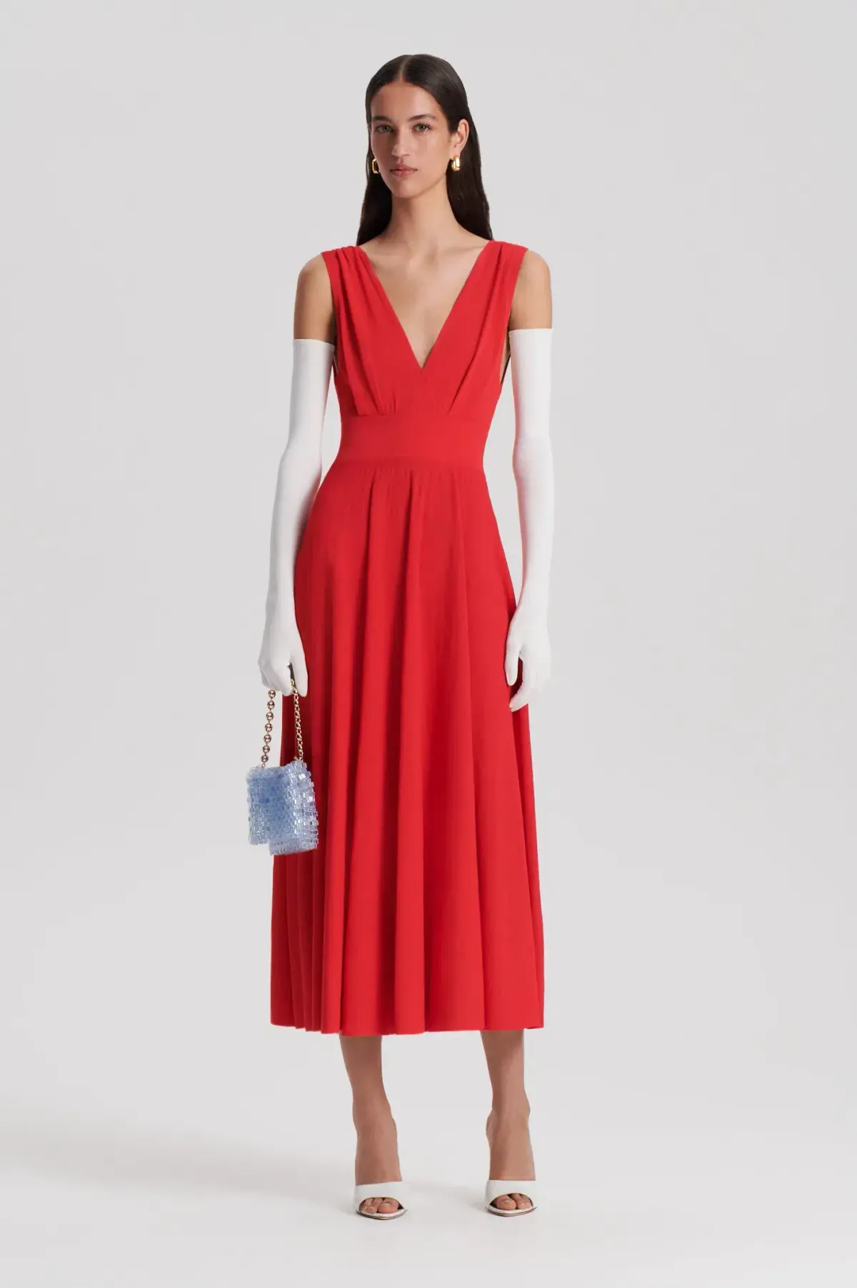 Scanlan Theodore Soft Jersey Dress in Red Size 8 - Image 1