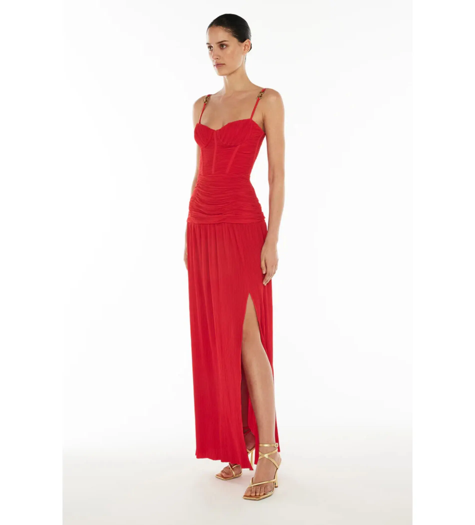 Manning Cartell Double Time Pleat Dress Red Size AU 10 - Image 3