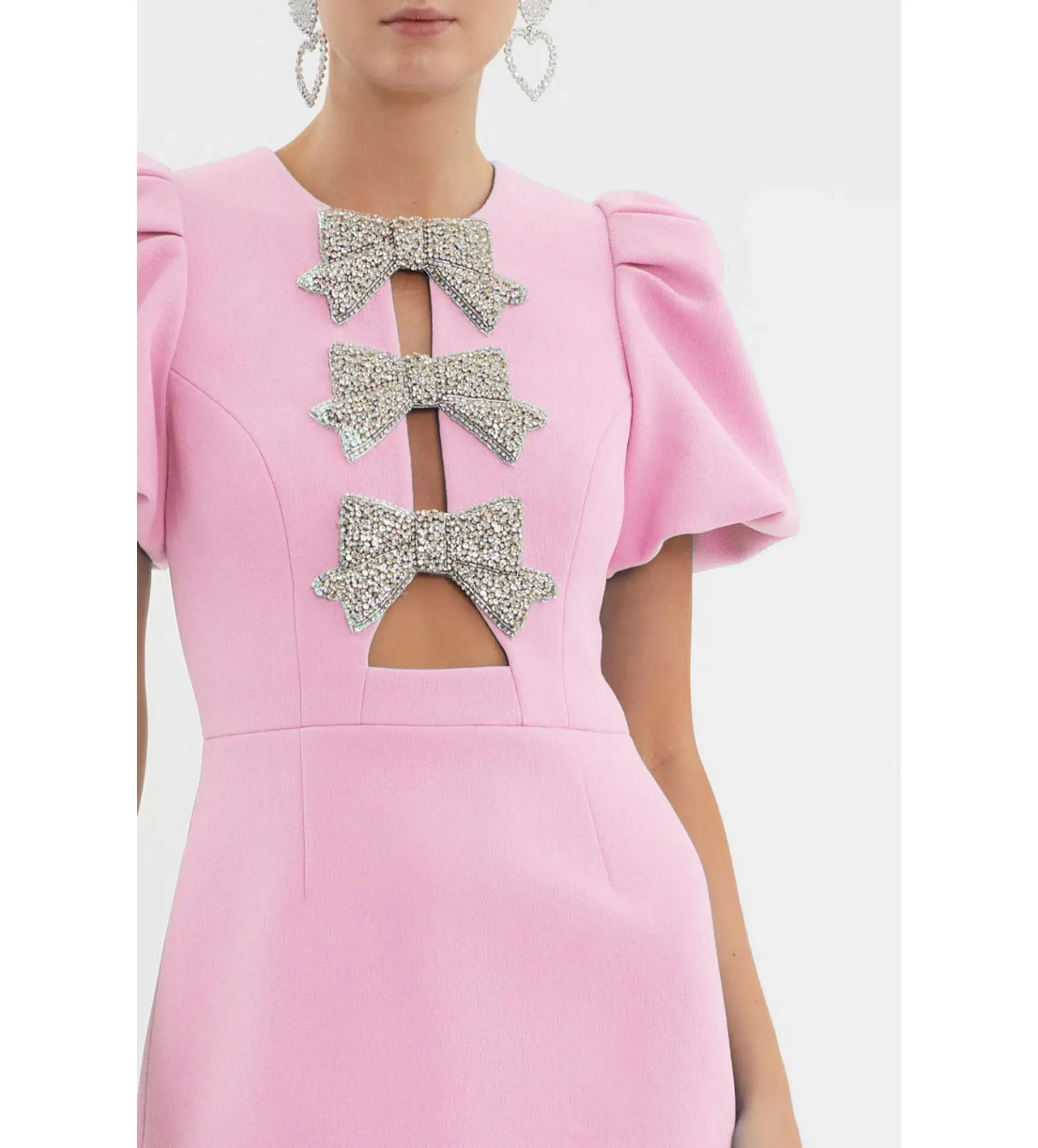 Rebecca Vallance Juliana Puff Sleeve Mini Dress Pink Size AU 10  - Image 2
