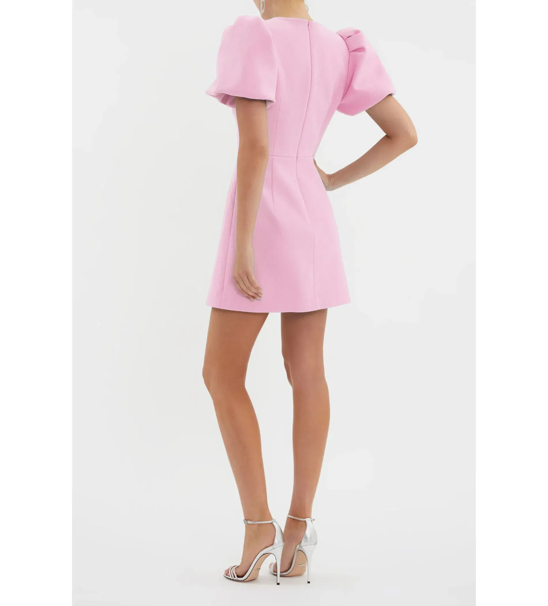 Rebecca Vallance Juliana Puff Sleeve Mini Dress Pink Size AU 8 - Image 3