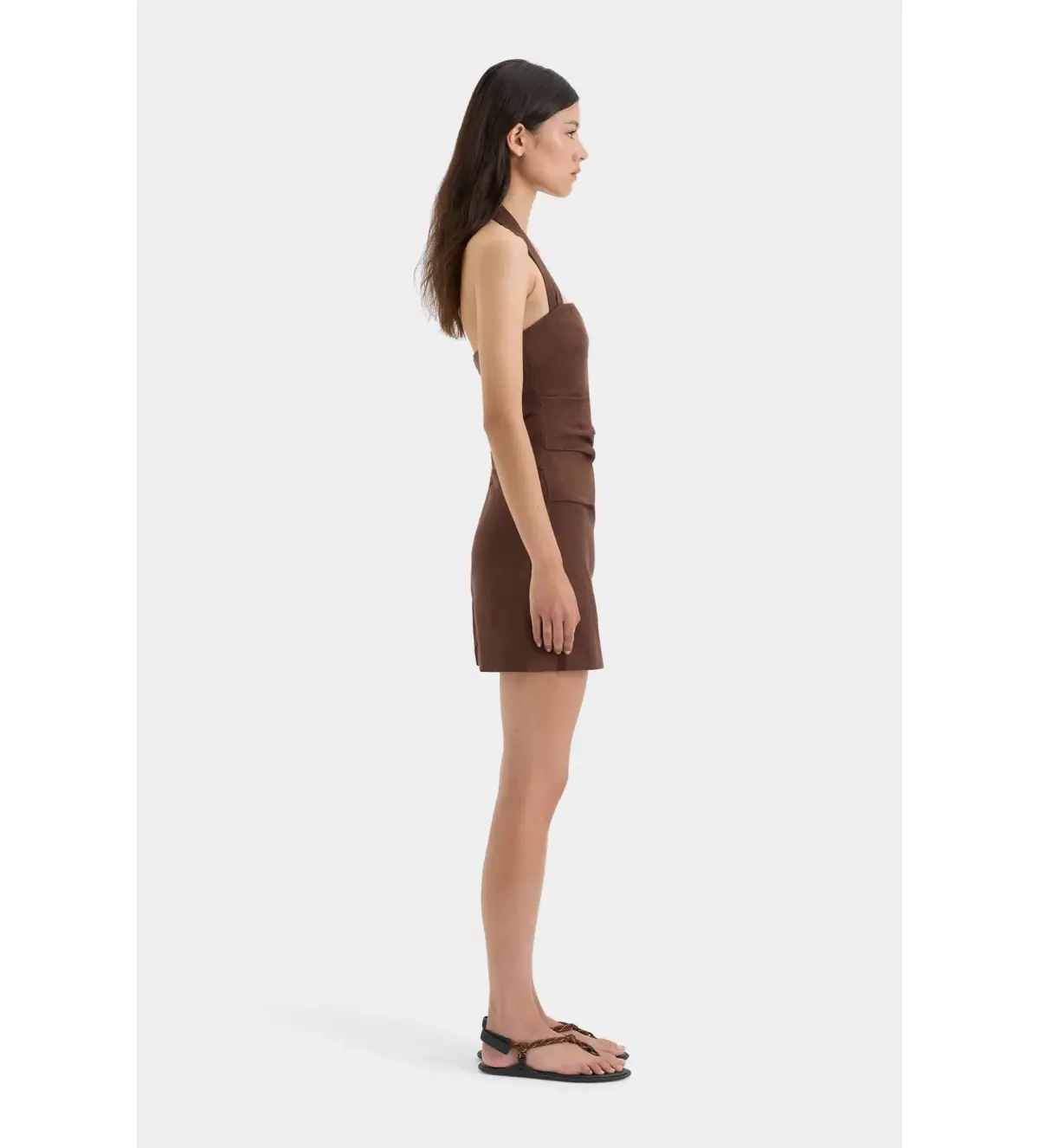 Sir The Label Noemi Halter Mini Dress in Chocolate Size 0P / 6PETITE - Image 3