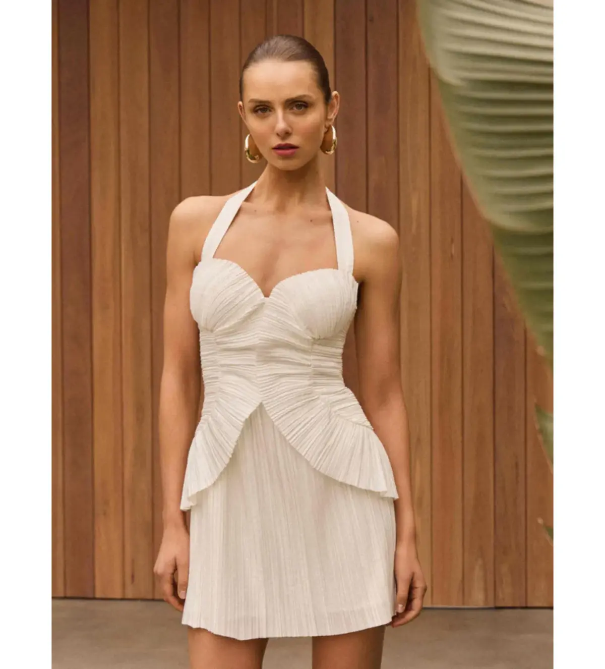Sheike Peyton Pleated Mini Dress in Ivory Size AU 8 - Image 4
