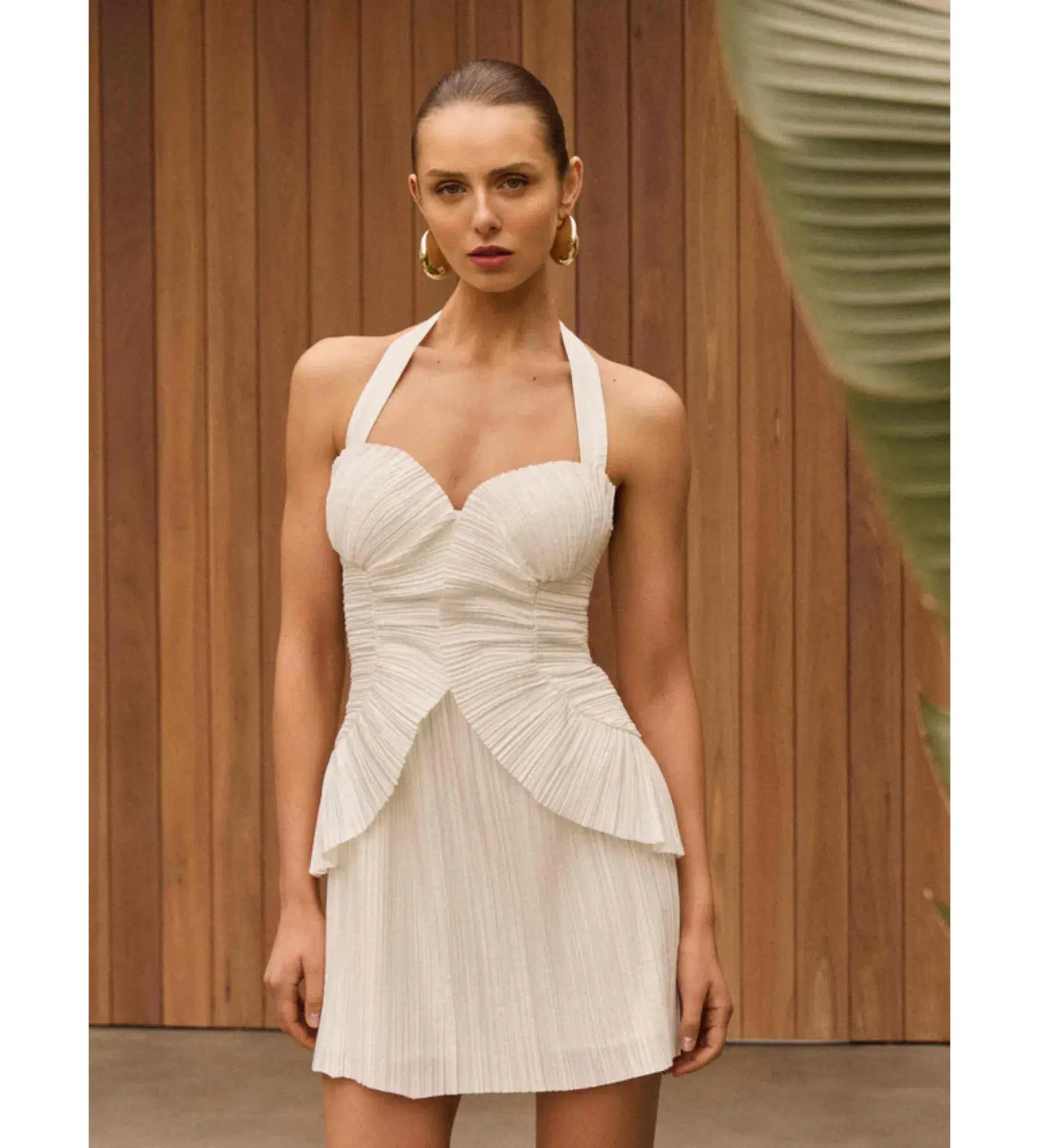 Sheike Peyton Pleated Mini Dress in Ivory Size AU 8 - Image 4