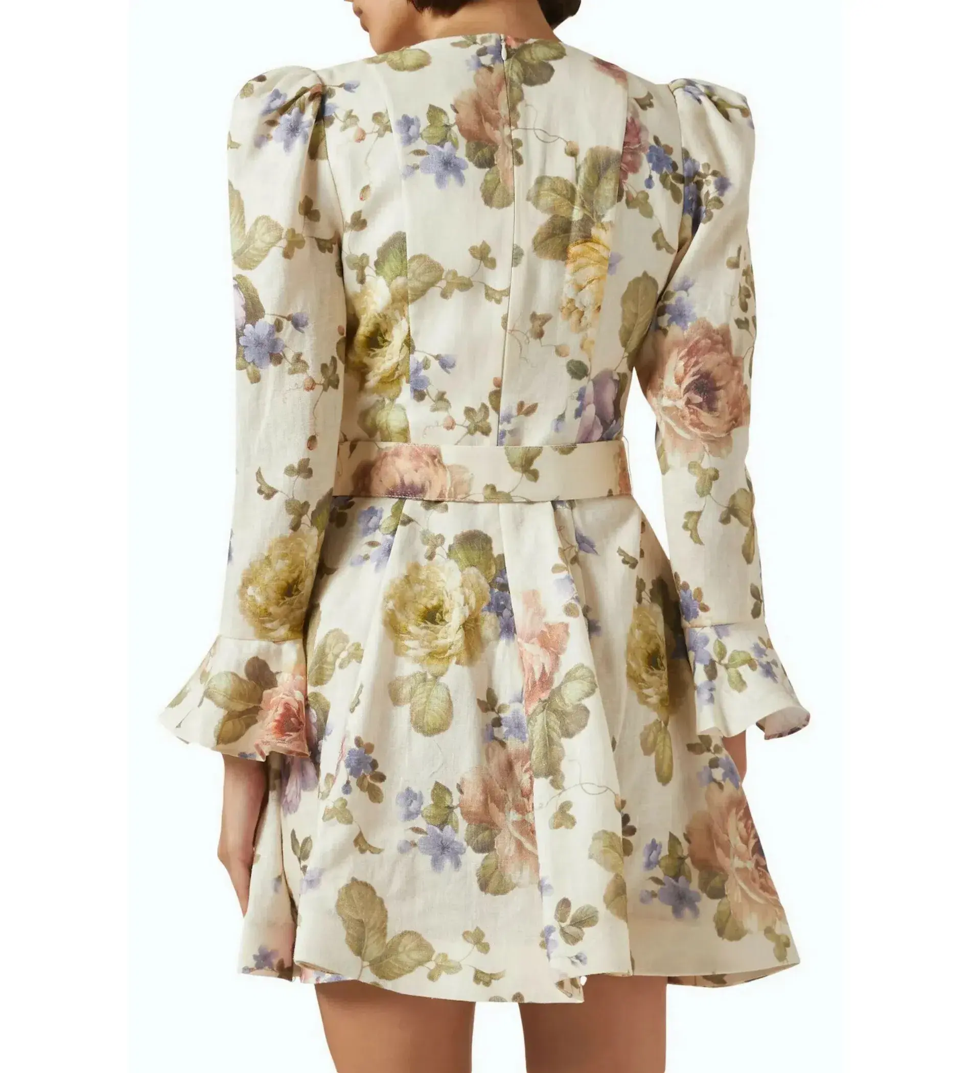 Zimmerman Luminosity Mini Dress in Multi Floral Cream Size 0 / AU 8 - Image 2