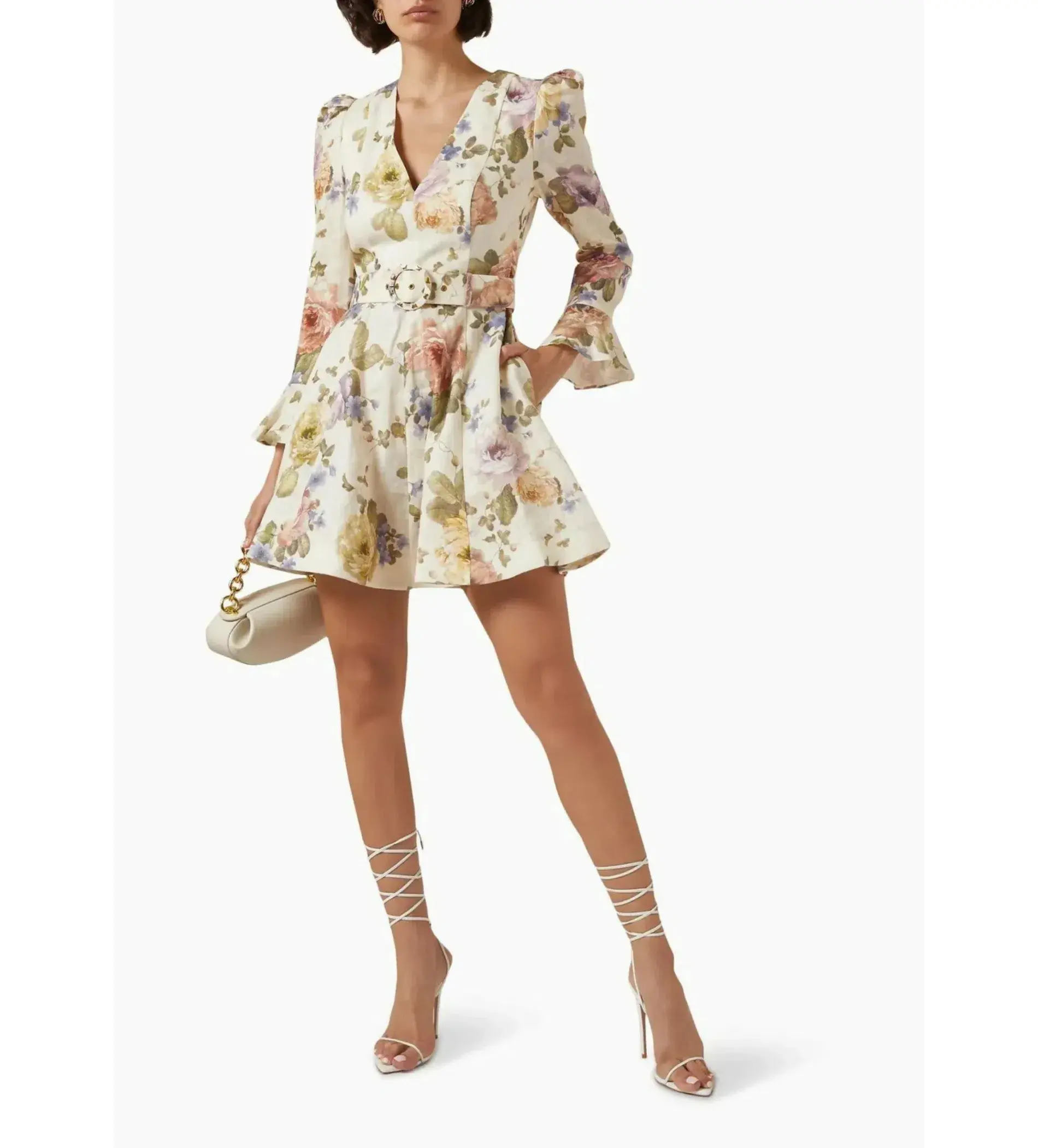 Zimmerman Luminosity Mini Dress in Multi Floral Cream Size 0 / AU 8 - Image 1