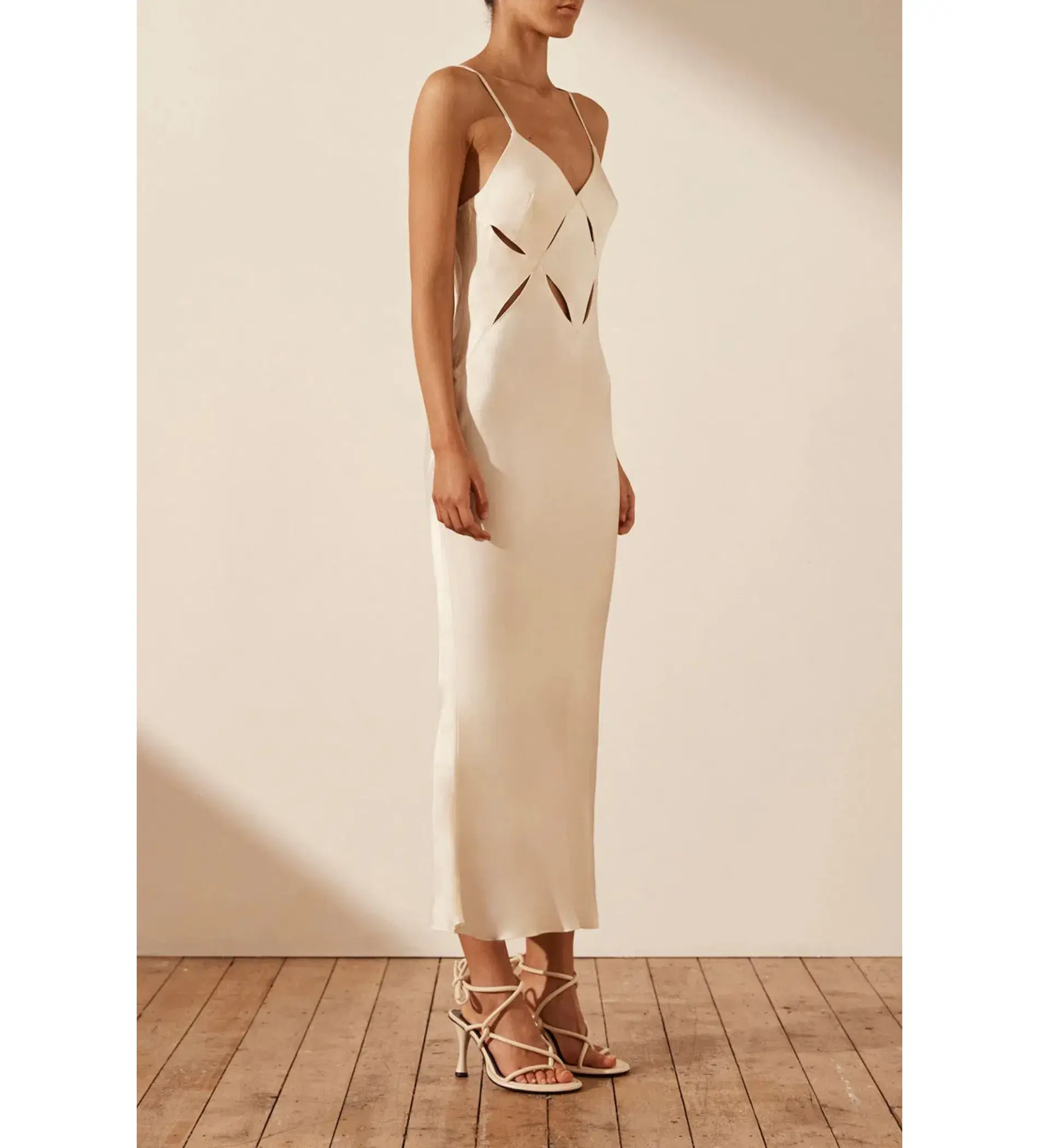 Shona Joy Milo Cut Out Slit Midi Dress Coconut Size AU 6 - Image 2