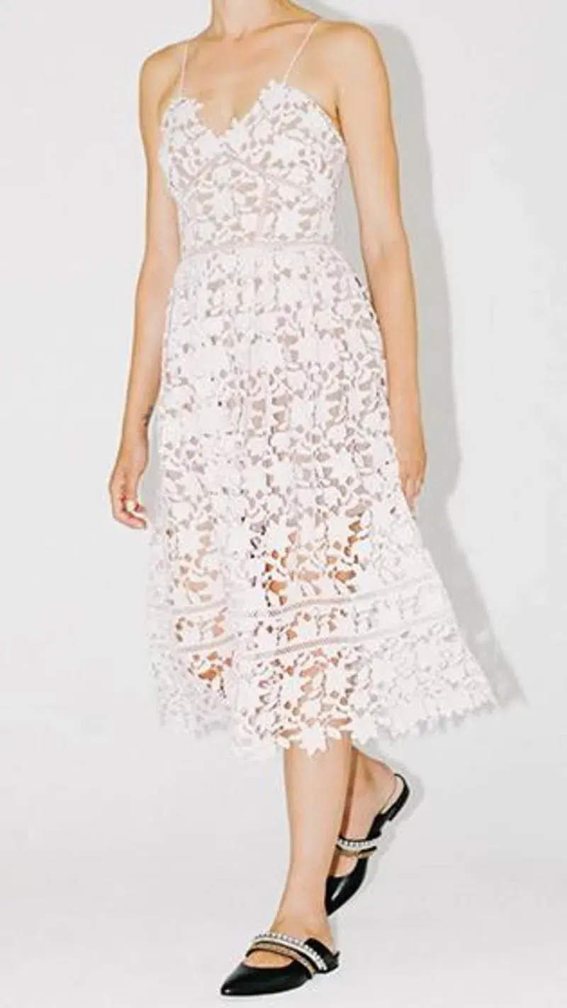 Self-portrait Azalea Guipure Lace Dress White Size AU 8 for rent on The Volte - main image