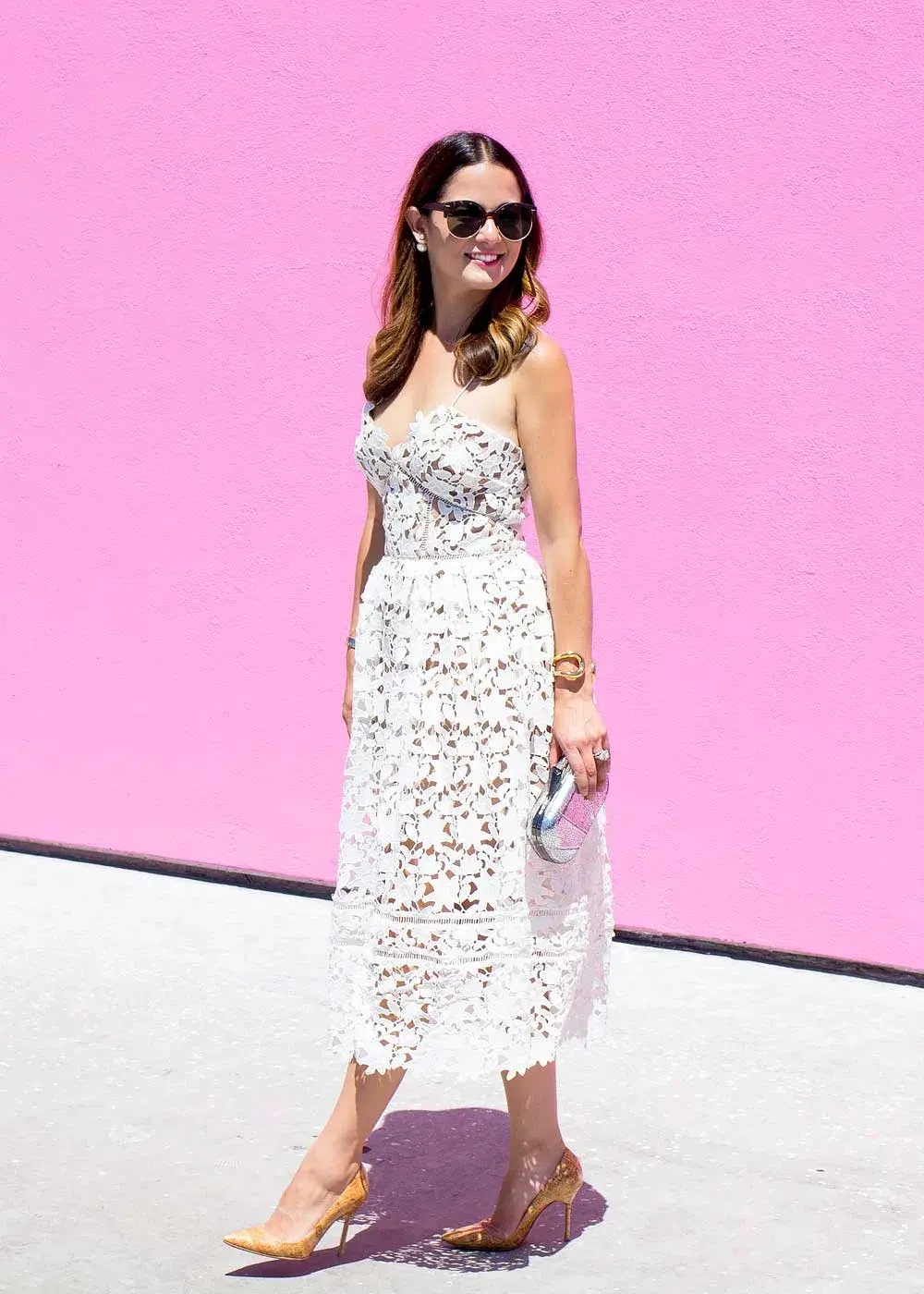 Self-portrait Azalea Guipure Lace Dress White Size AU 8 for rent on The Volte - main image