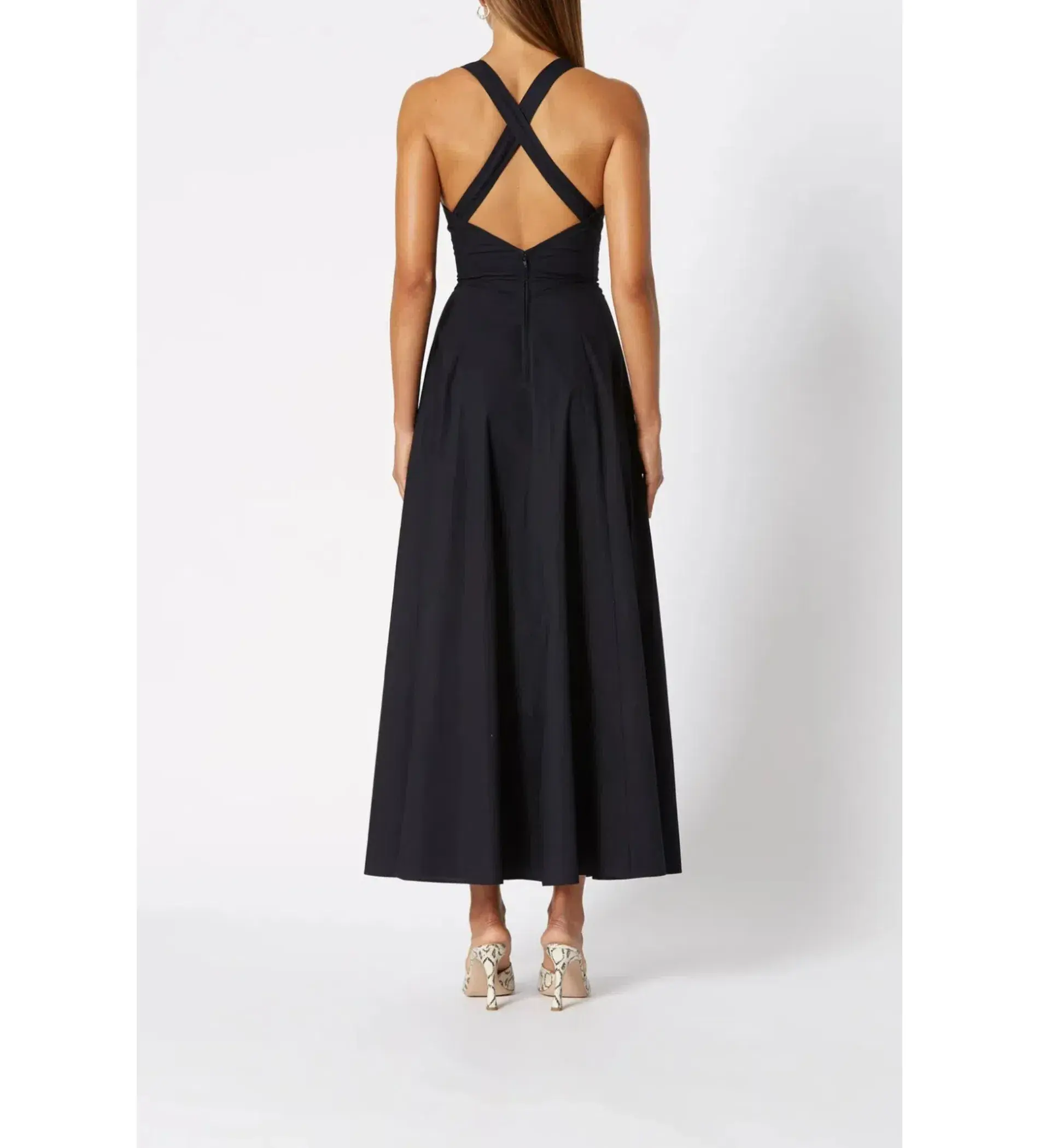 Scanlan Theodore Cotton Cross Back Dress Black Size AU 8  - Image 3