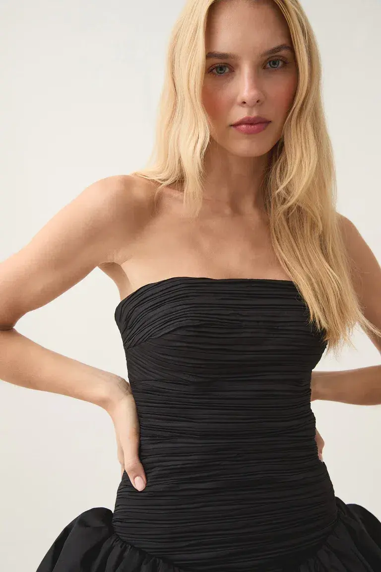 Aje Violette Bubble Hem Mini Dress Black Size AU 6  for rent on The Volte - main image