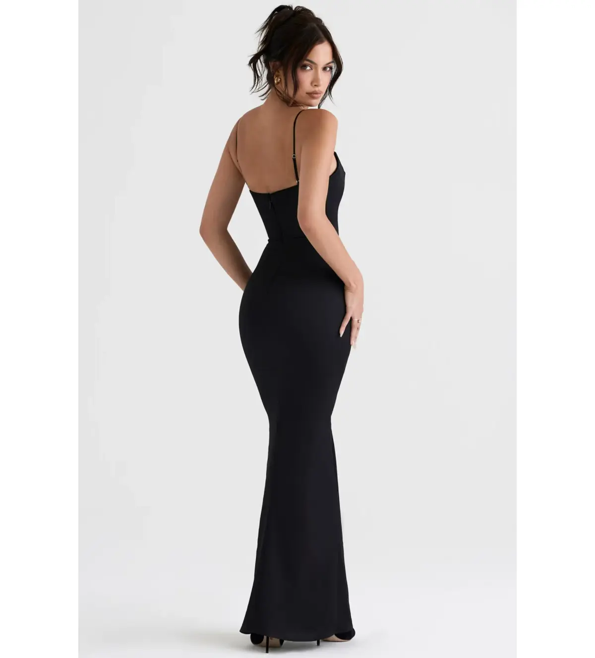 House of CB Olivette Satin Corset Maxi Dress Black Size AU 10 - Image 4