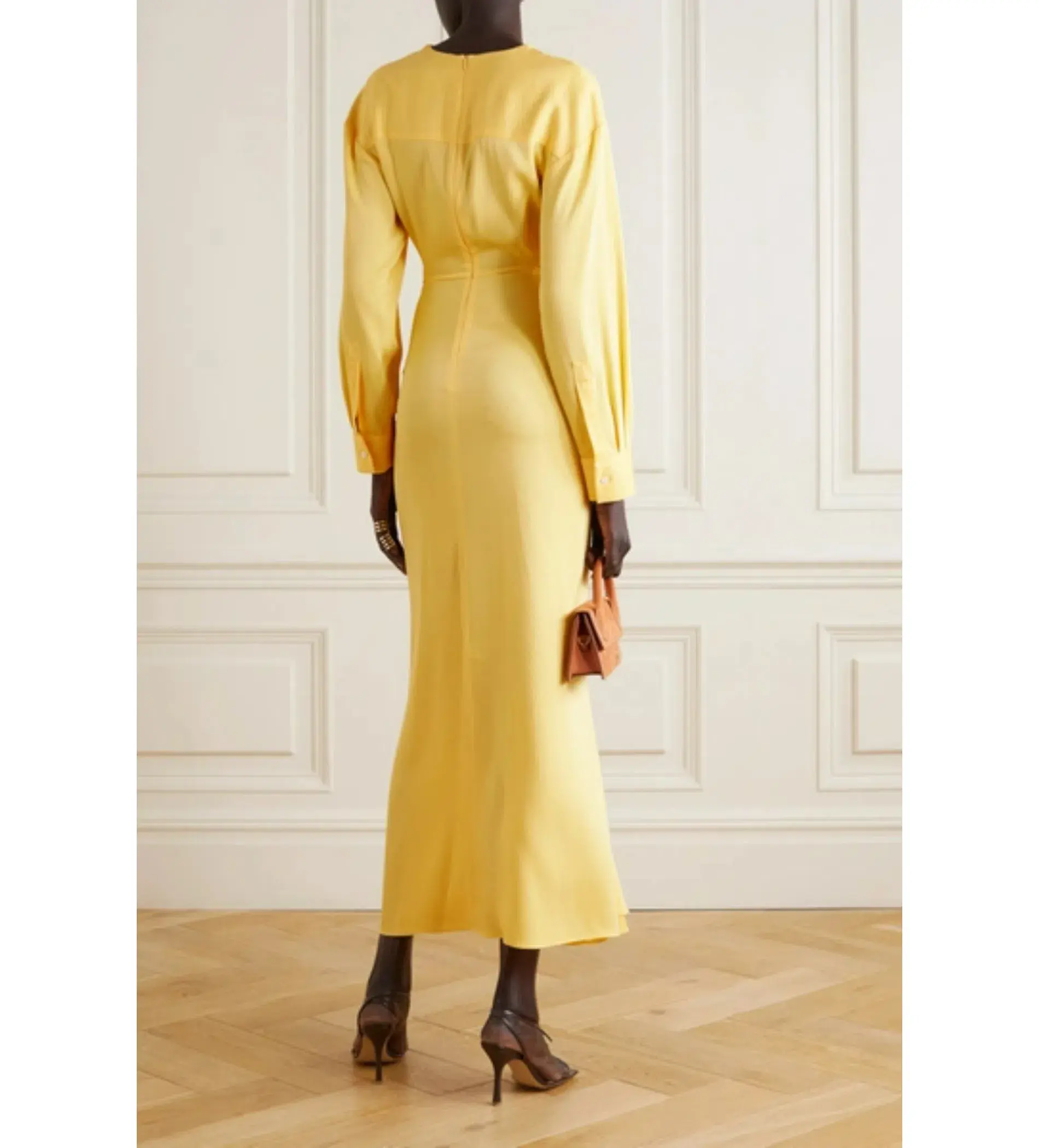 Christopher Esber Ruched Crop and Skirt In Chalky Yellow Size AU 8 - Image 4