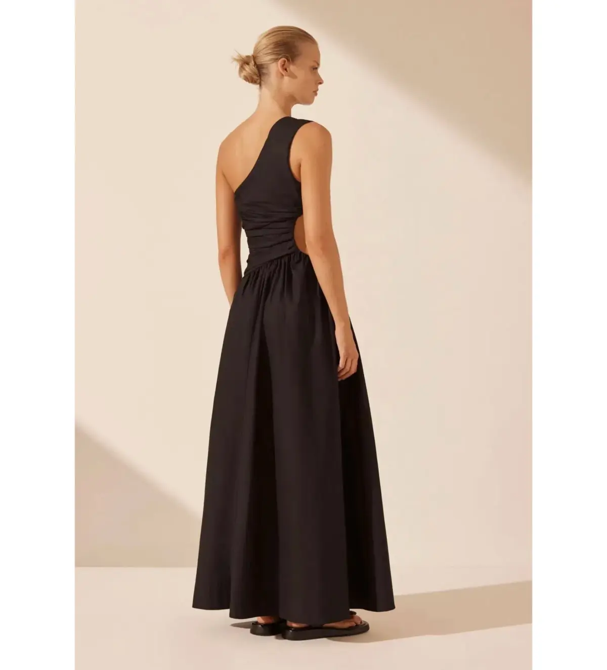 Shona Joy Josephine Asymmetrical Cut Out Maxi Dress Black Size AU 12 - Image 2