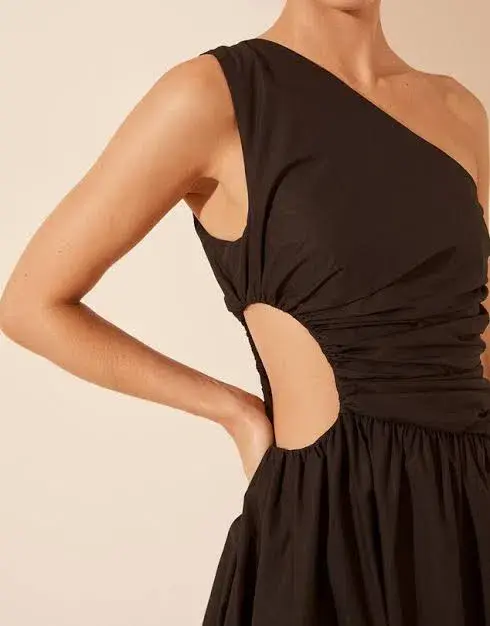 Shona Joy Josephine Asymmetrical Cut Out Maxi Dress Black Size AU 12 - Image 3