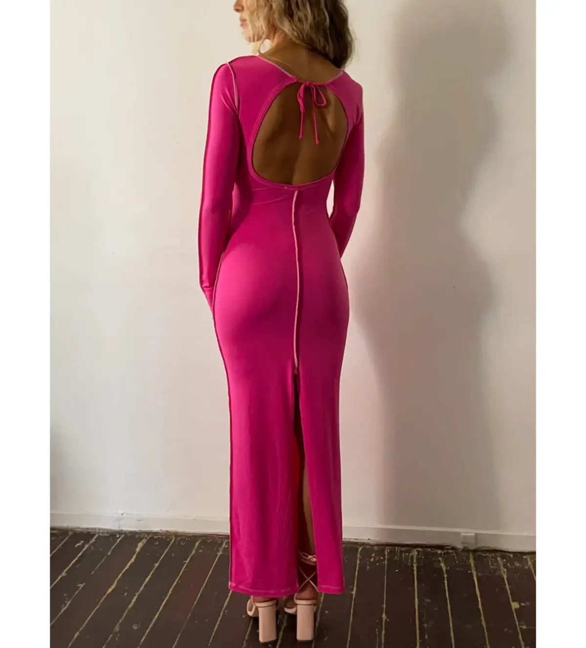 Odysseus and Penelope Contrast Maxi Dress Pink Size AU 6 - Image 2