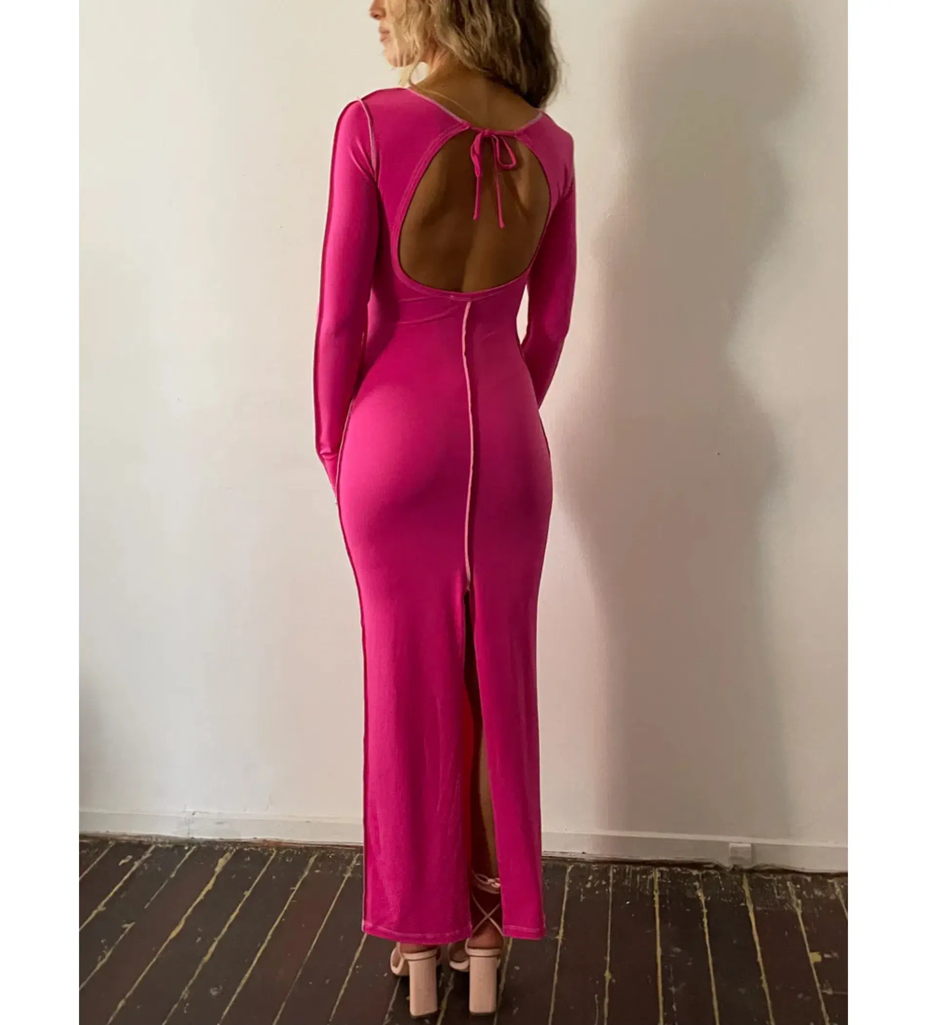 Odysseus and Penelope Contrast Maxi Dress Pink Size AU 6 - Image 2