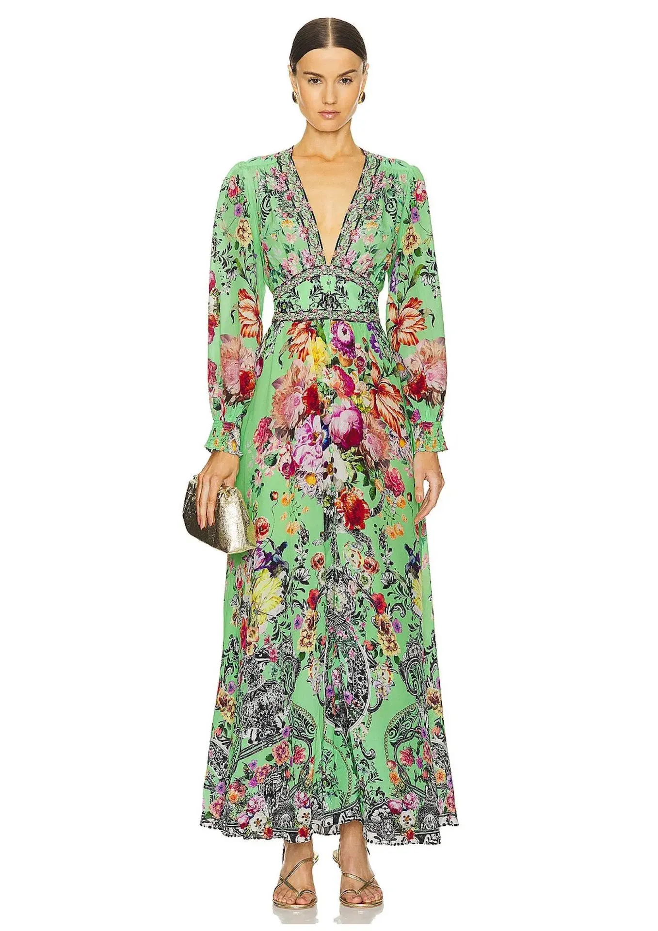 Camilla Button Maxi Dress with Shaped Waistband Porcelain Dream Size S / AU 10 - Image 1