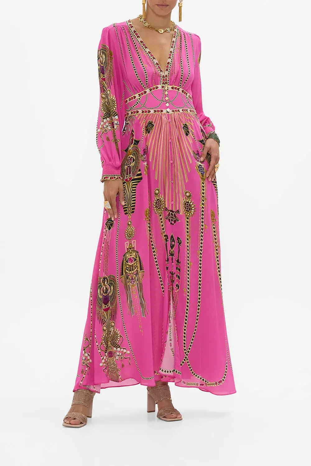 Camilla Song of the Scarab Button Dress with Shaped Waistband Print Size S / AU 10 - Image 1