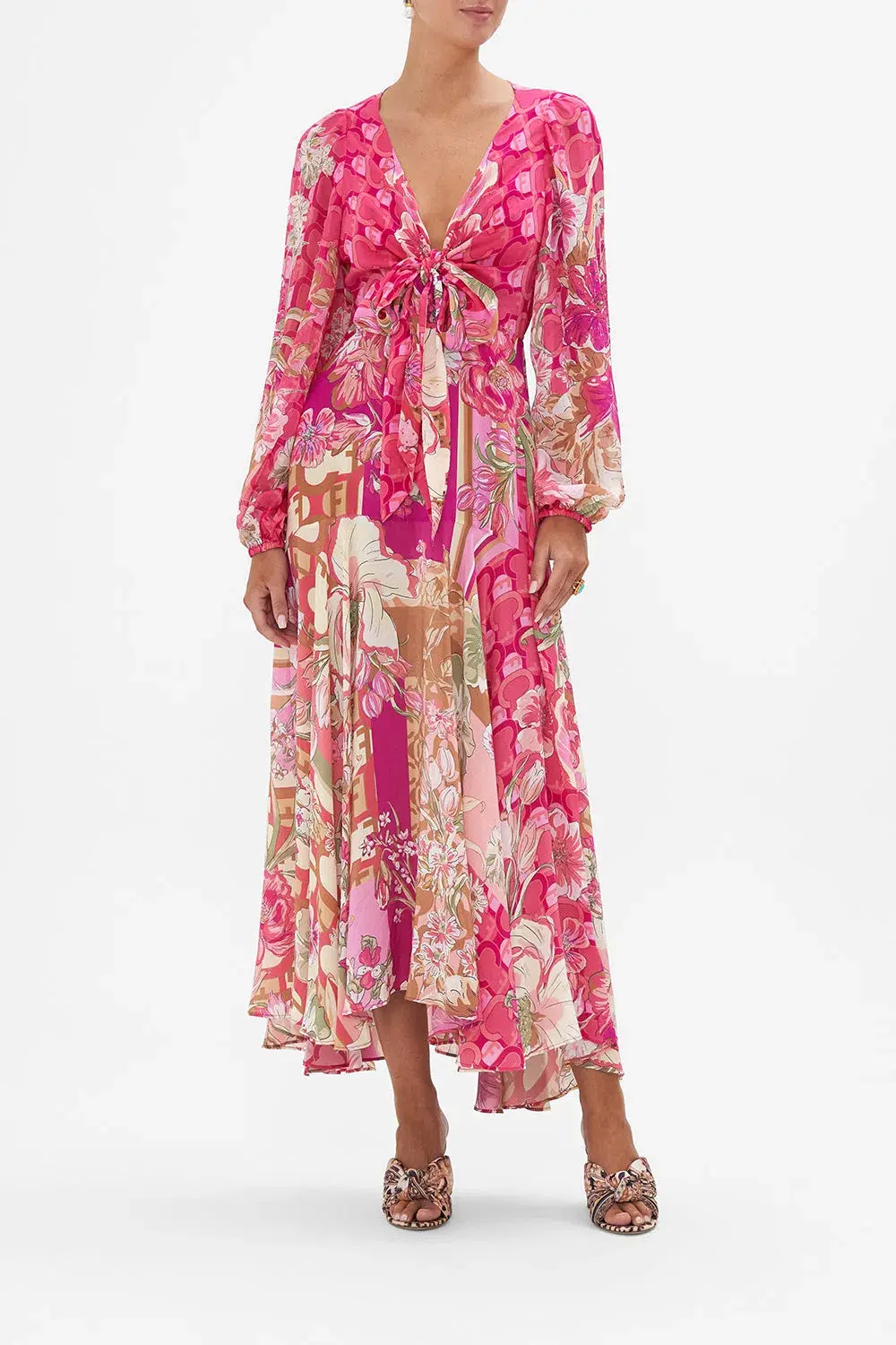 Camilla Wrap Tie Dress with Blouson Sleeve A Girl Named Florence Size M / AU 12 - Image 1