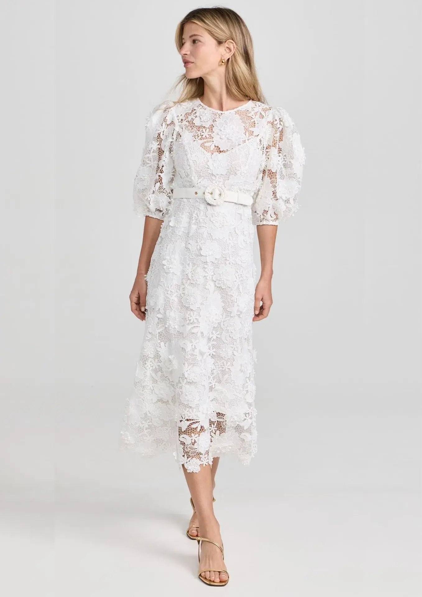 Zimmermann The Halliday Lace Flower Midi Dress in Ivory Size 1 / AU 10 - Image 1