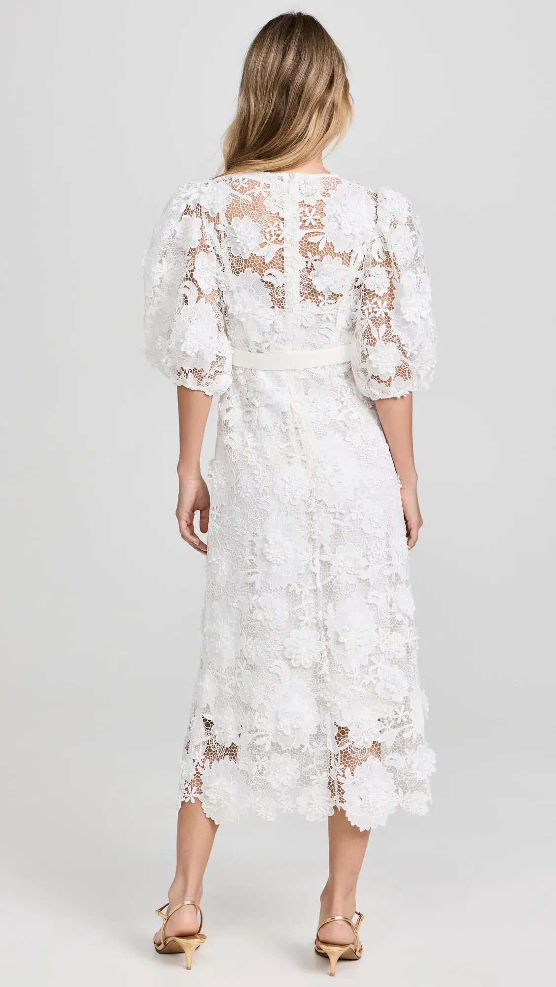 Zimmermann The Halliday Lace Flower Midi Dress in Ivory Size 1 / AU 10 - Image 3