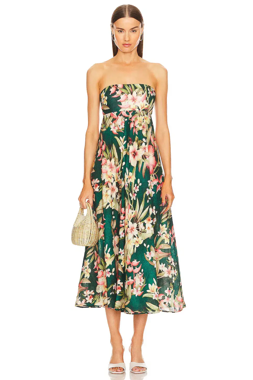 Zimmermann Lexi Midi Dress in Green Palm Size 2 / AU 12 for rent on The Volte - main image