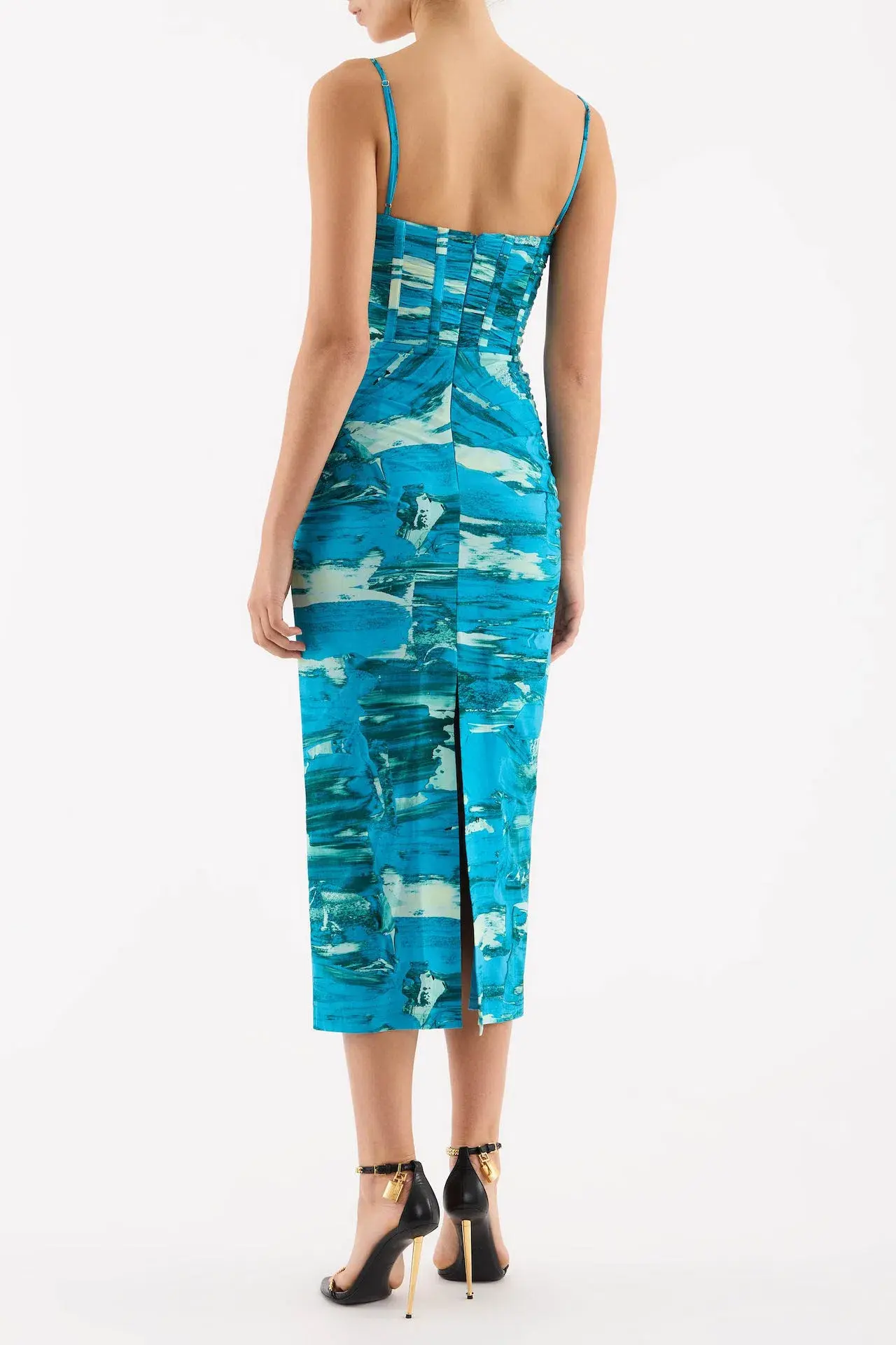 Rebecca Vallance Marine Mirage Midi Dress Blue Size 6 - Image 3