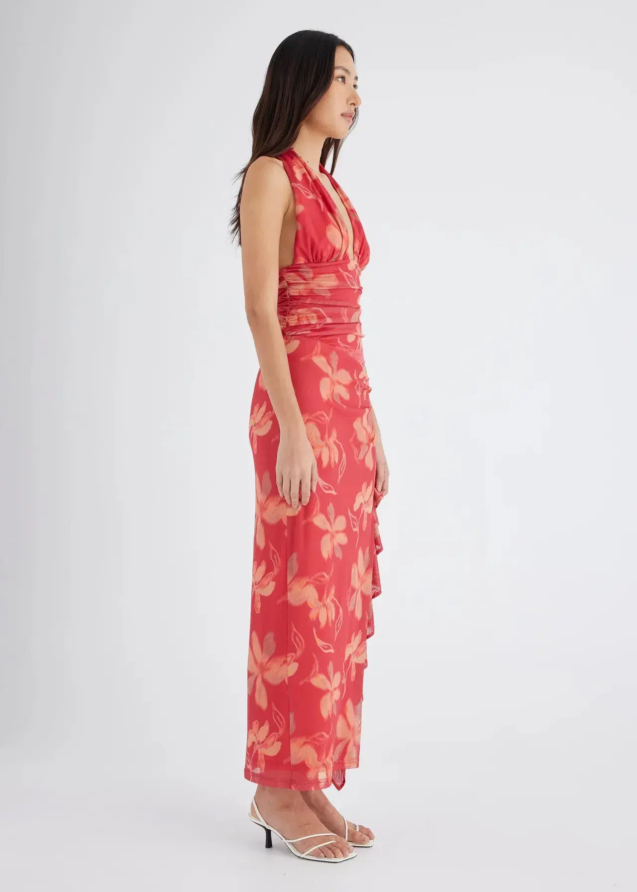 Benni Penelope Halter Maxi Dress Hibiscus Floral Size 10 - Image 2