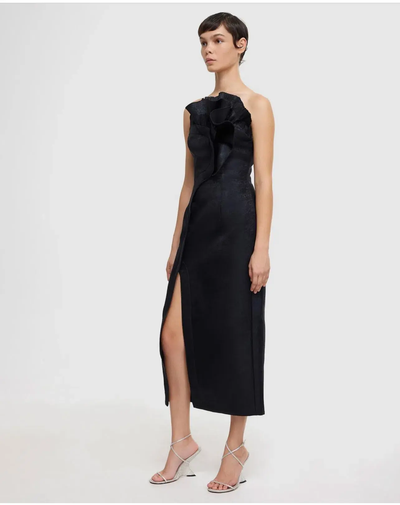Acler Webster Midi Dress Black Metallic Size 8 - Image 2