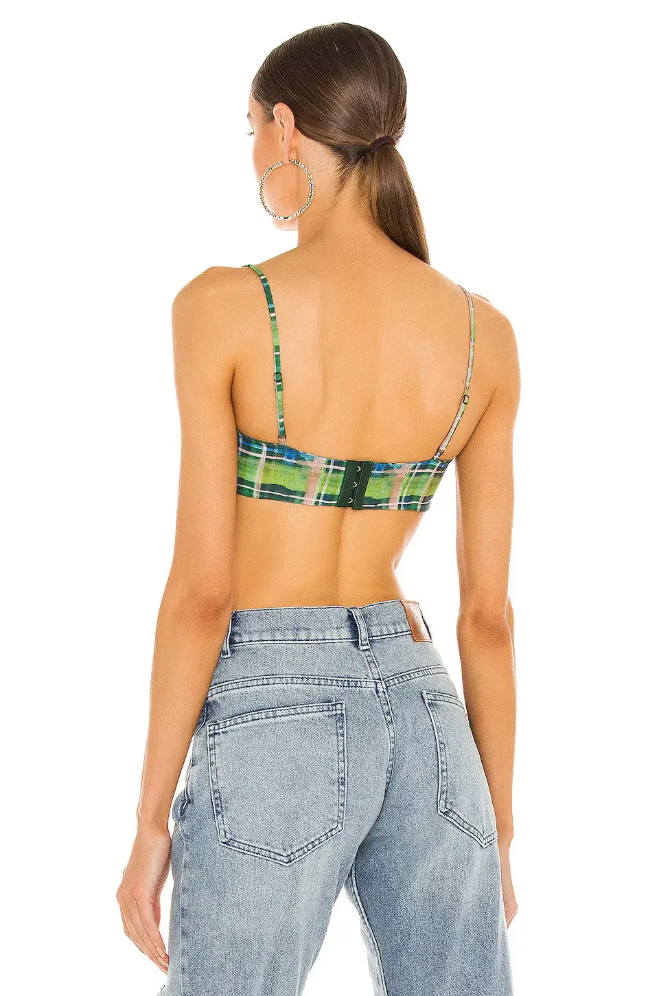 Danielle Guizio Plaid Bralette Top and Scoop Tie Cardigan Set Deep Green Size XS / AU 6 - Image 3