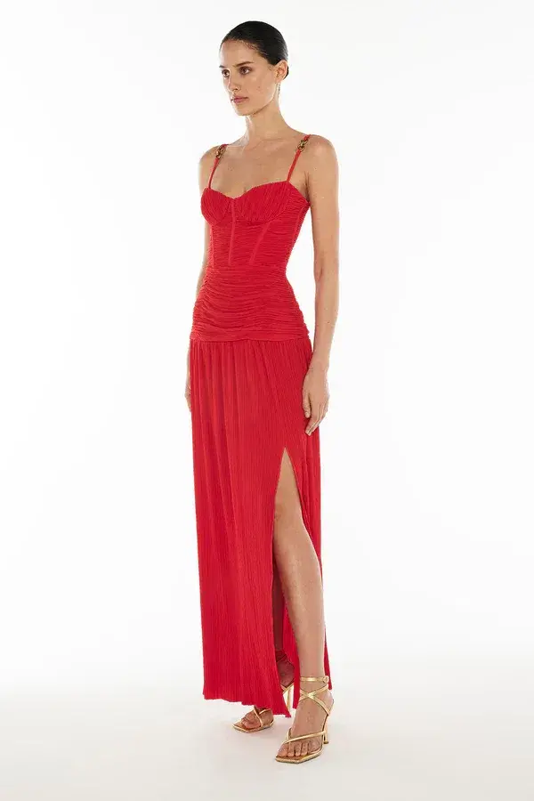 Manning Cartell Double Time Pleat Dress Red Size 6 - Image 2