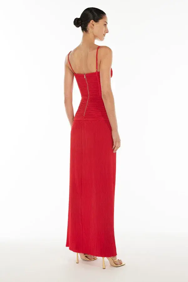 Manning Cartell Double Time Pleat Dress Red Size 6 - Image 3