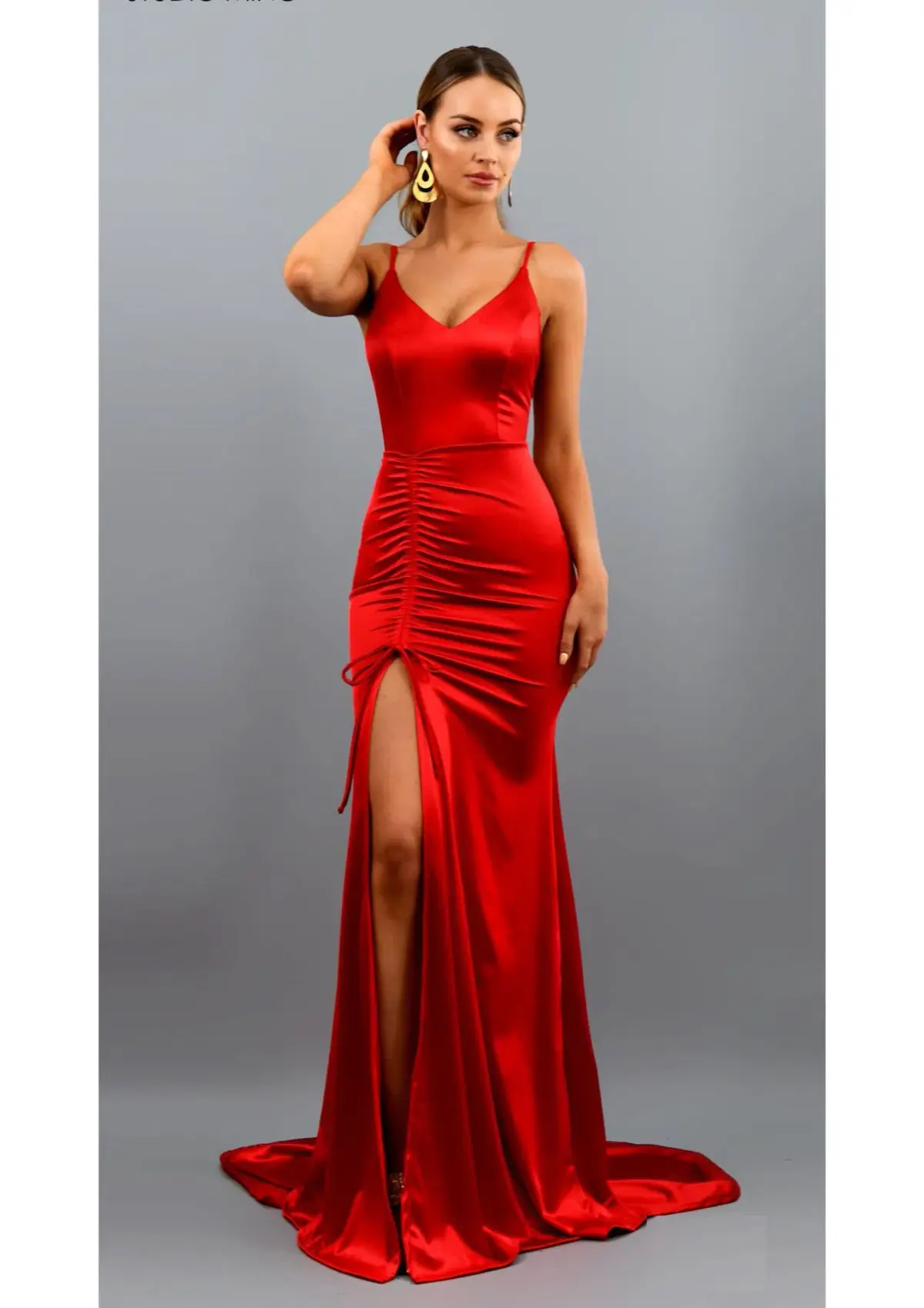 Studio Minc Fantasy Satin Formal Dress Red SIze 3 / AU 12 - Image 1