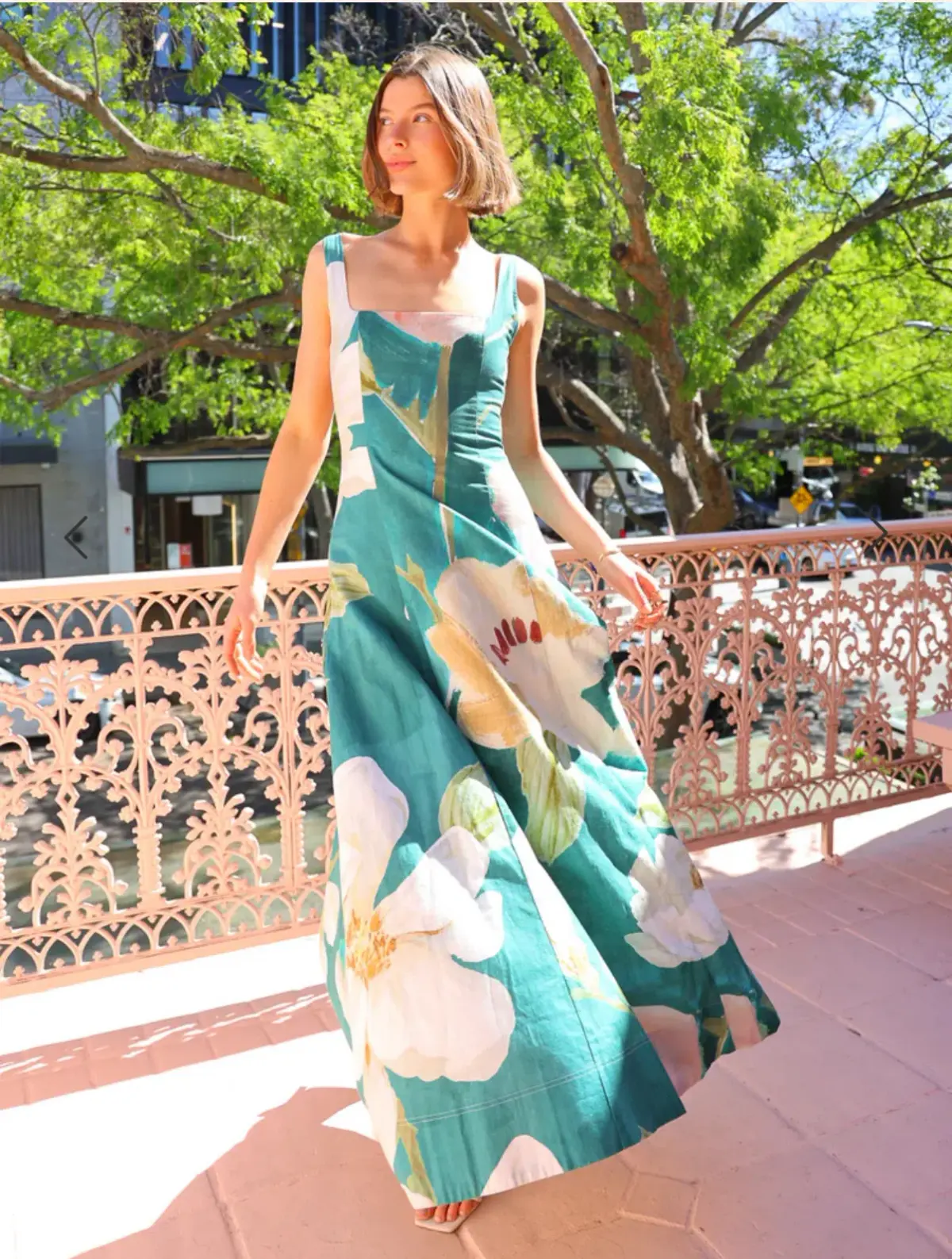 By Nicola In To The Woods Maxi Dress Pine Green Floral Size 10 - Image 1