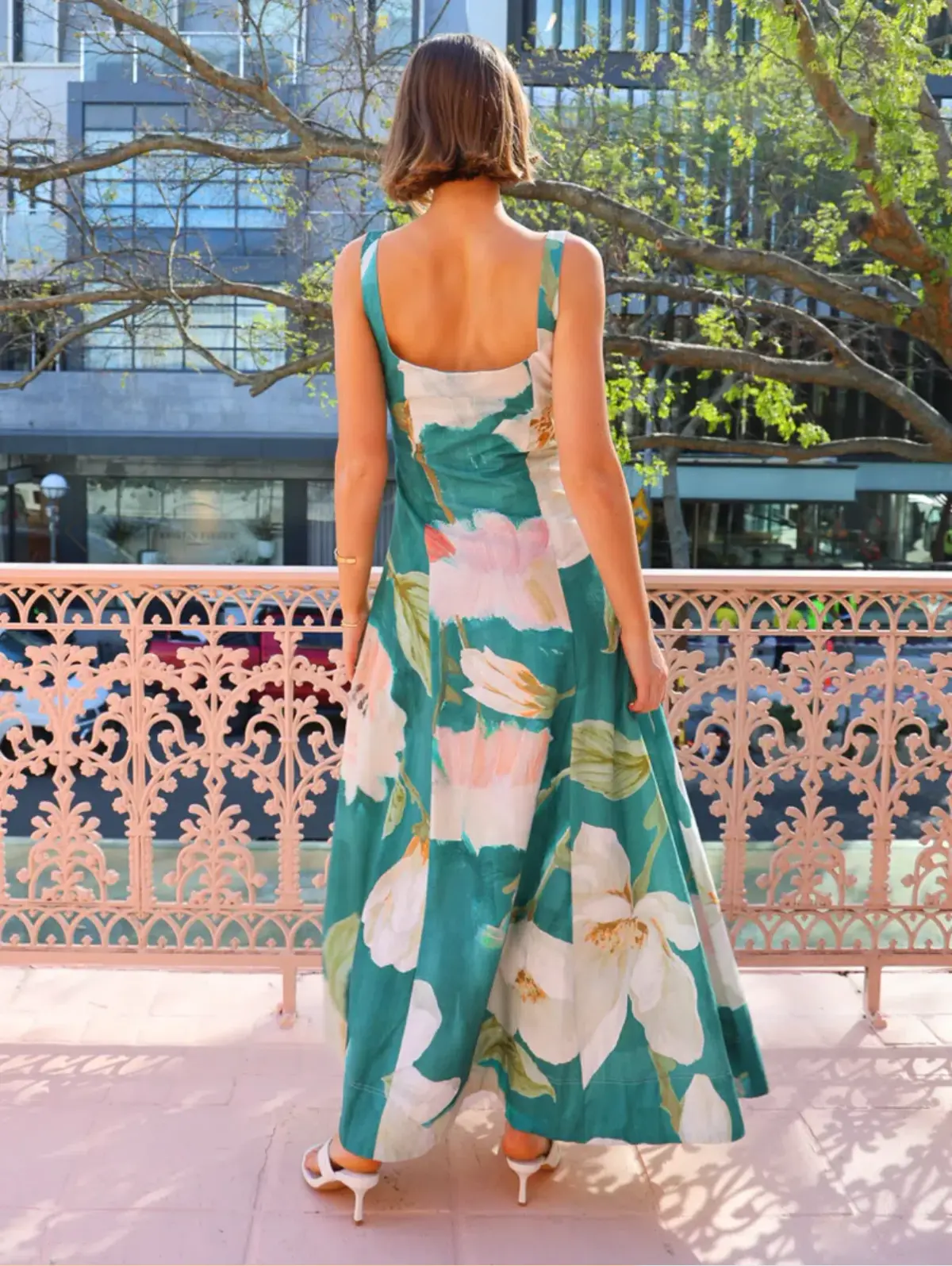 By Nicola In To The Woods Maxi Dress Pine Green Floral Size 10 - Image 3