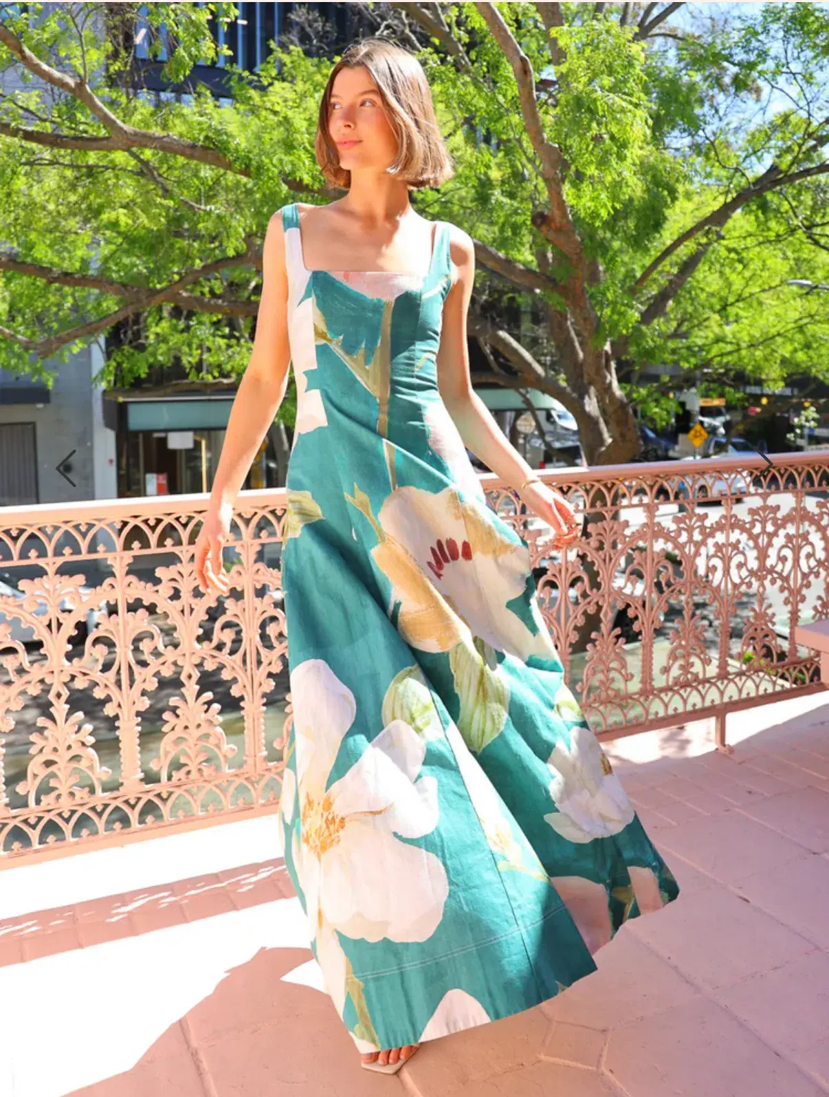 By Nicola In To The Woods Maxi Dress Pine Green Floral Size 12 - Image 9