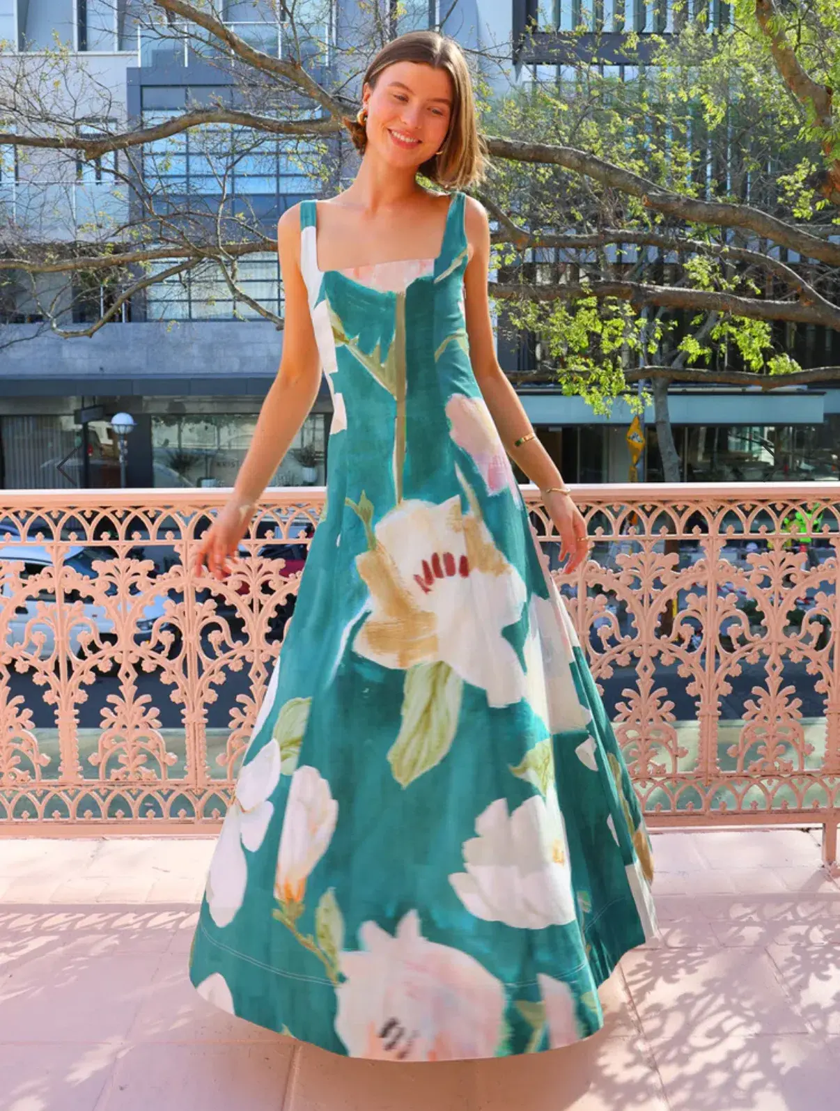 By Nicola In To The Woods Maxi Dress Pine Green Floral Size 12 - Image 2
