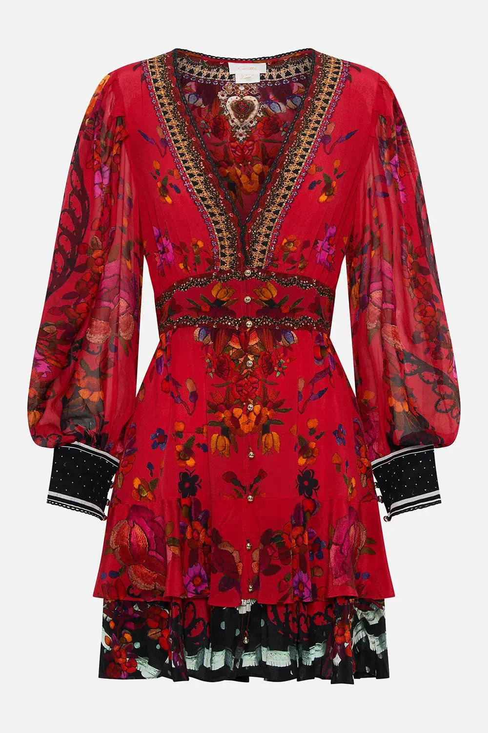Camilla Button Front Frill Mini Dress View From The Veil Size S / AU 10 - Image 3