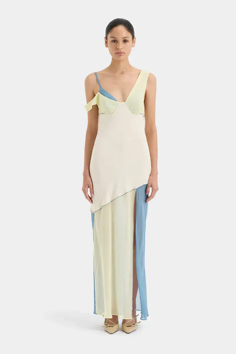 Sir The Label Thames Splice Midi Dress in Ecru Multi Size 1 / AU 8 - Image 1